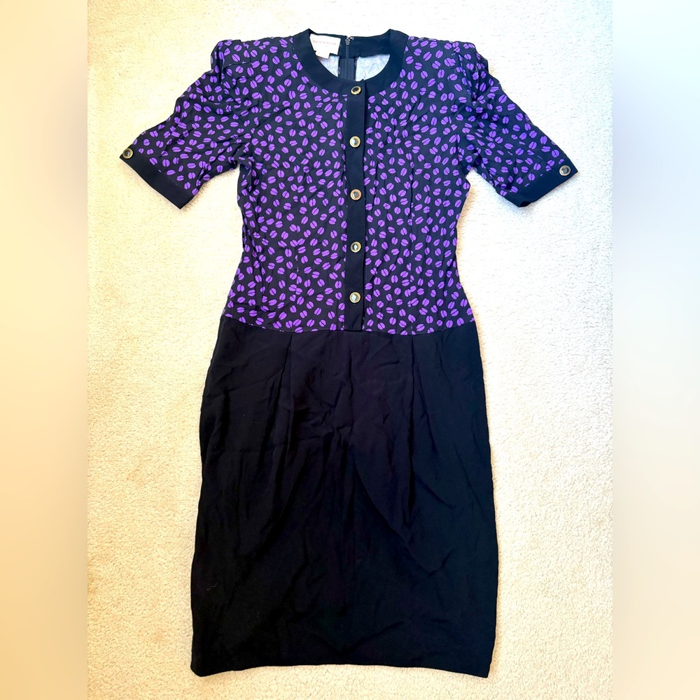 Vintage David Warren New York purple black dress whimsigoth grunge stretch sz 10